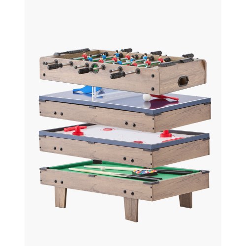4-i-1 kombinationsspelbordsset, 32" airhockeybord, multikombinationsbord med poolbiljard, hockey, fotbollsspel, pingis, pushers och puckar, sportarkadbord för barn, familj, spelrum, kontor