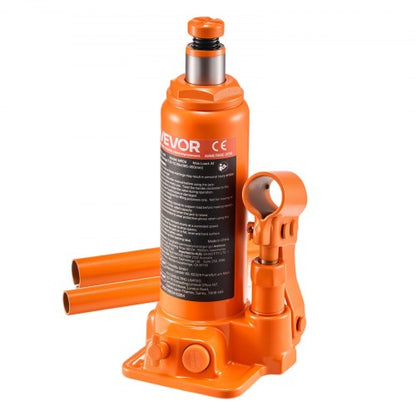 Hydraulisk flaskdomkraft, 4 ton lastkapacitet, 185-350 mm lyfträckvidd, kraftig hydraulisk svetsad flaskdomkraft för bil, SUV, pickup, bilreparationer, huslyft och jordbruksutrustning, orange