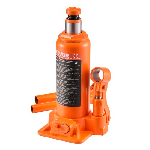 Hydraulisk flaskdomkraft, 6 tons lastkapacitet, 195-375 mm lyftområde, kraftig hydraulisk svetsad flaskdomkraft för bil, SUV, pickup, bilreparationer, huslyft och jordbruksutrustning, orange