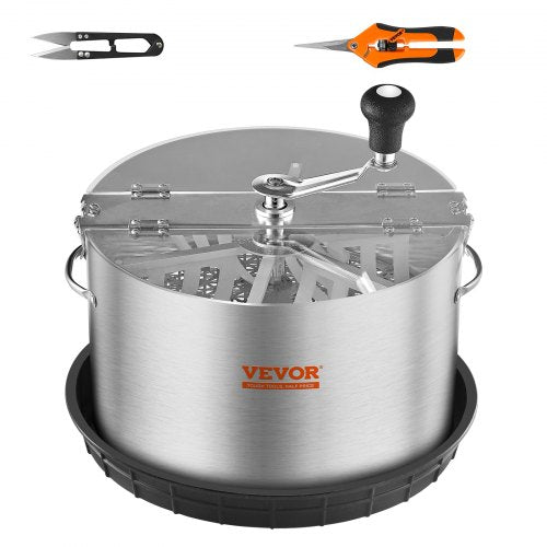 Bud Leaf Trimmer, 16 inch Stainless Steel Manual Bud Trimmer Machine, with Clear PET Cover for Visual Cutting, Hand Pruners Included, for Cutting Leaves, Buds, Flowers, Hydroponic Plants