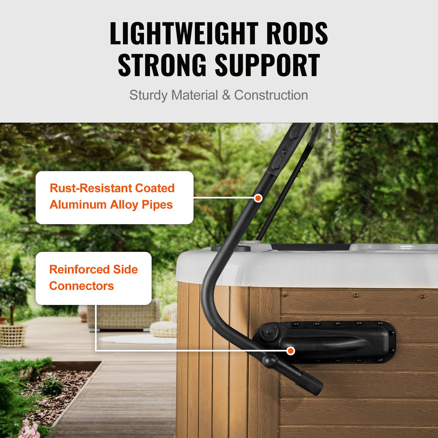 Hot Tub Cover Lift, Spa Cover Lift, Height 800 - 1050 mm Width 1750-2550 mm Adjustable, Installed on Both Sides at the Top, Suitable for Various Sizes of Rectangular Bathtubs, Hot Tubs, Spa