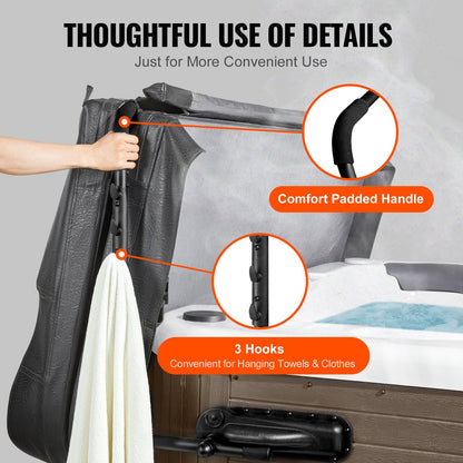 Hot Tub Cover Lift, Spa Cover Lift, Height 800 - 1050 mm Width 1750-2550 mm Adjustable, Installed on Both Sides at the Top, Suitable for Various Sizes of Rectangular Bathtubs, Hot Tubs, Spa