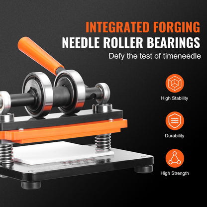 Läderskärmaskin, 18 x 10 cm präglingsplatta, manuell stans, 1,2 cm tryckslag för läderprägling, stansmaskin med dubbla styraxlar för olika material