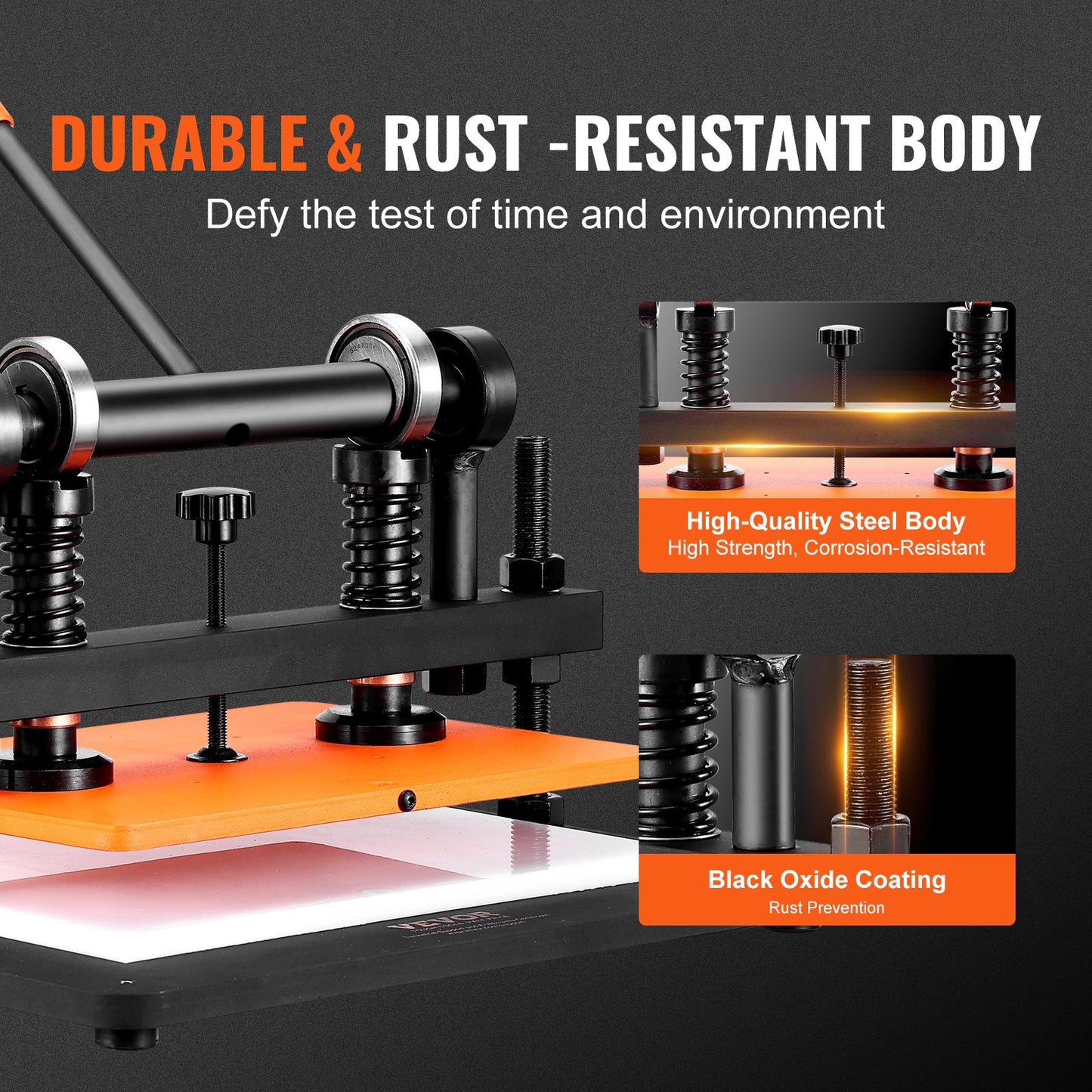 Läderskärmaskin, 36 x 25,9 cm präglingsplatta, manuell stans, 1,2 cm tryckslag, läderpräglingsmaskin med dubbla styraxlar för olika material