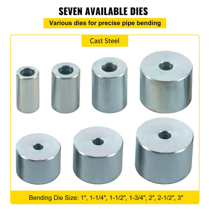 YP-9 Manuell Bänktop Kompakt Rörbockningsmaskin 7 Matriser 1-3 tum Metalltillverkning Rörstång Rörbockningsmaskin 44 fot Montering Pulverlack Teleskophandtag Maximal 5/8 tjocklek 1-15/16 tum bredd