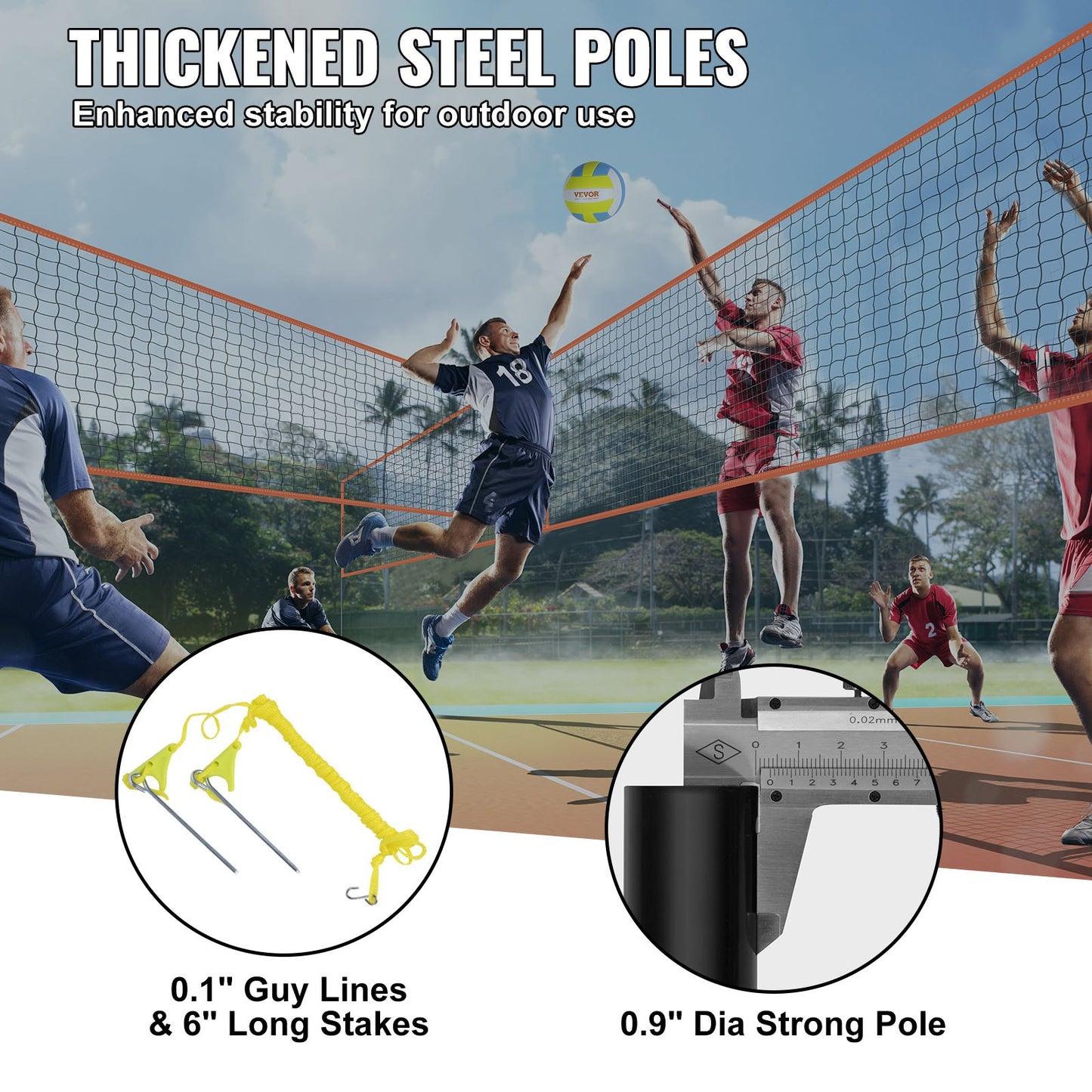 4-vägs volleybollnät, justerbart badmintonnätset för trädgårdsstrandgräsmatta, bärbart utomhusvolleybollnät med bärväska, 4 kvadratiskt snabbmonterat spelset för barn och vuxna