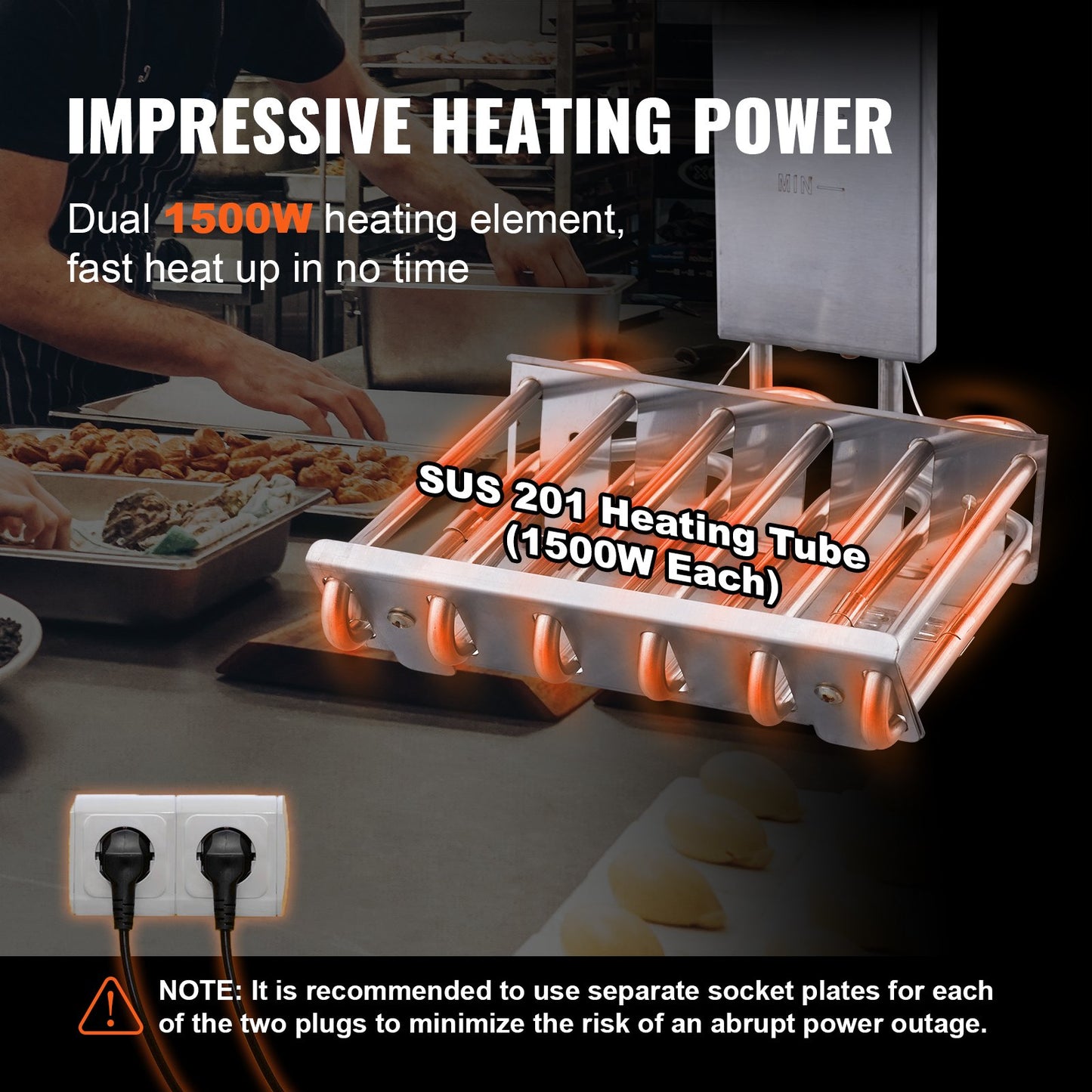 Kommersiell elektrisk fritös, bänkfritös med dubbla tankar, 6000W