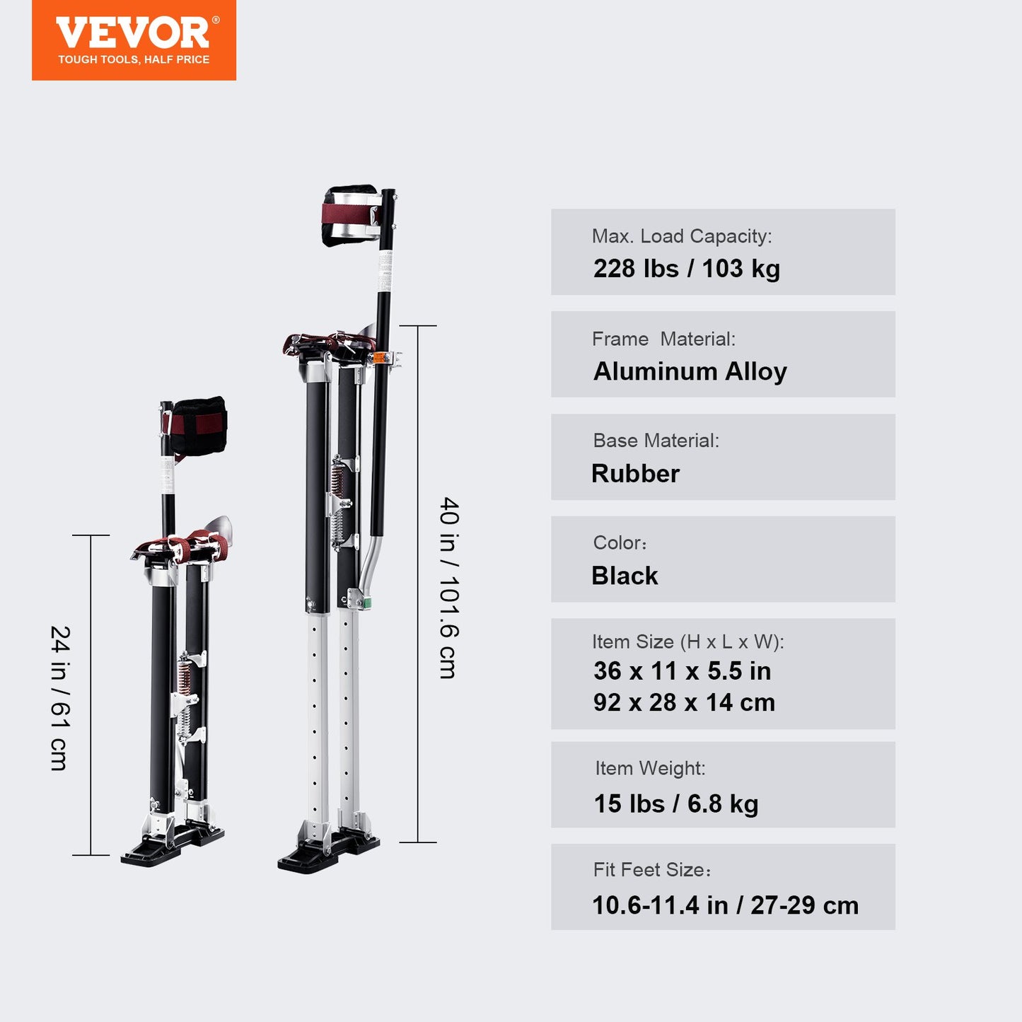 Gipsstyltor Aluminium Verktygsstyltor 61 cm-102 cm Justerbar Målning Svart