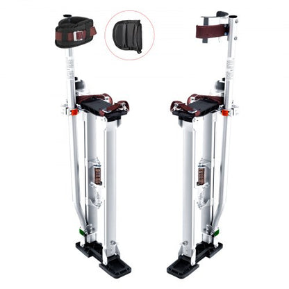 Gipsstöttor, 61 cm-102 cm justerbara verktygsstöttor i aluminium med skyddande knäskydd, slitstarka och halkfria arbetsstöttor för gipsskivor, gång, tejpning, silver