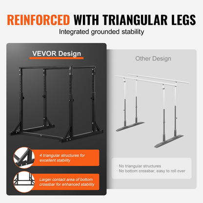 Dipstång, 363 kg kapacitet, tung dipställningsstation med justerbar höjd, fitnessträning dipstångsstation stabilisator parallell armhävningsställning, parallella stänger för styrketräning hemmagym