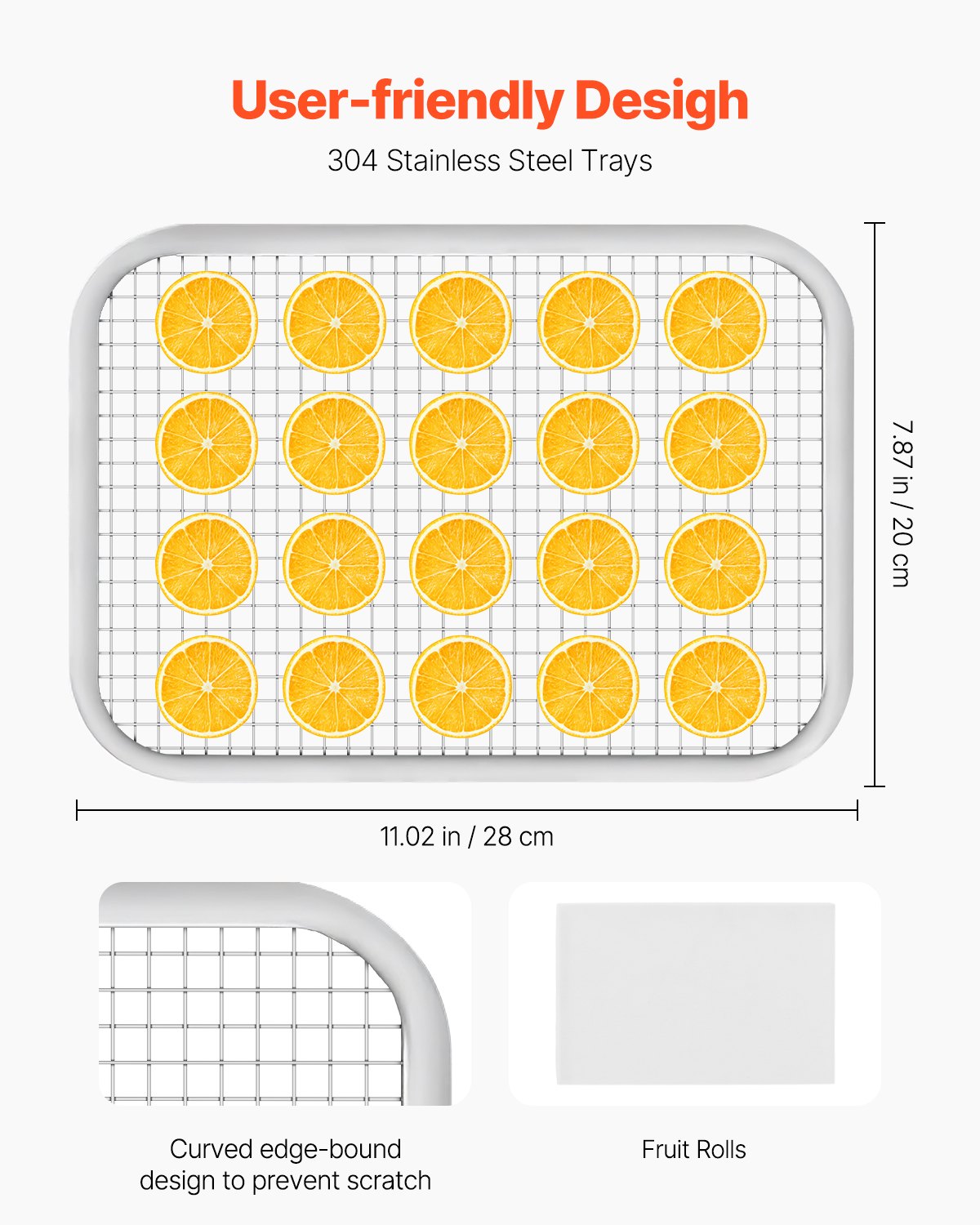 Livsmedelstorkmaskin, 8 rostfria stålbrickor, 400W elektrisk livsmedelstork med justerbar temperatur och 24-timmars timer, frystork för jerky, kött, frukt, grönsaker, örter, hundgodis