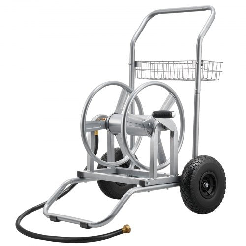 Water Hose Reel Cart, 6096/9144 cm High-Pressure Garden Hose Cart, Hoses Reel Carts with Two Wheels, Handle & Heavy-Duty Mesh Storage Basket, Dual-Purpose Portable Hoses Reels for Garden, Car