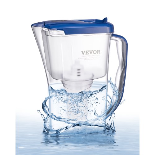 Water Filter Pitcher, 9 Cup 5-stage Water Filter Dispenser, Fast Filtration System with Filter Change Indicator, No BPA, Lasts 3 Months or 40 Gallons, Reduces Limescale, Lead, Chlorine, Odors