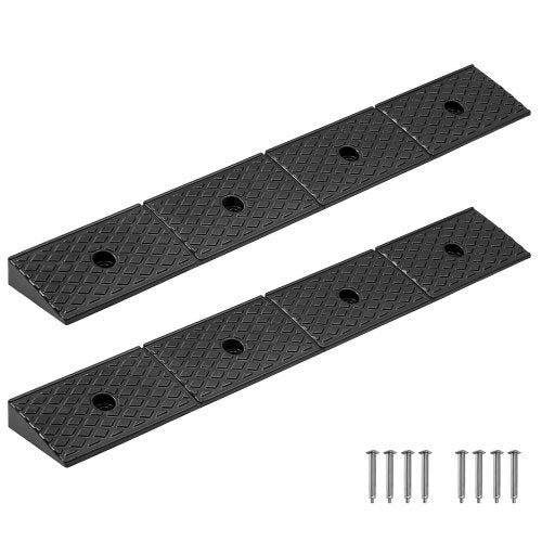 Rubber Curb Ramp, 15 Tons Load Capacity, 50.8 mm Rise Height Heavy Duty Rubber Threshold Ramp with Drainage Tank for Wheelchairs, Strollers, Motorcycles, Cars, Lawn Mowers & Trailers, 2 Pack