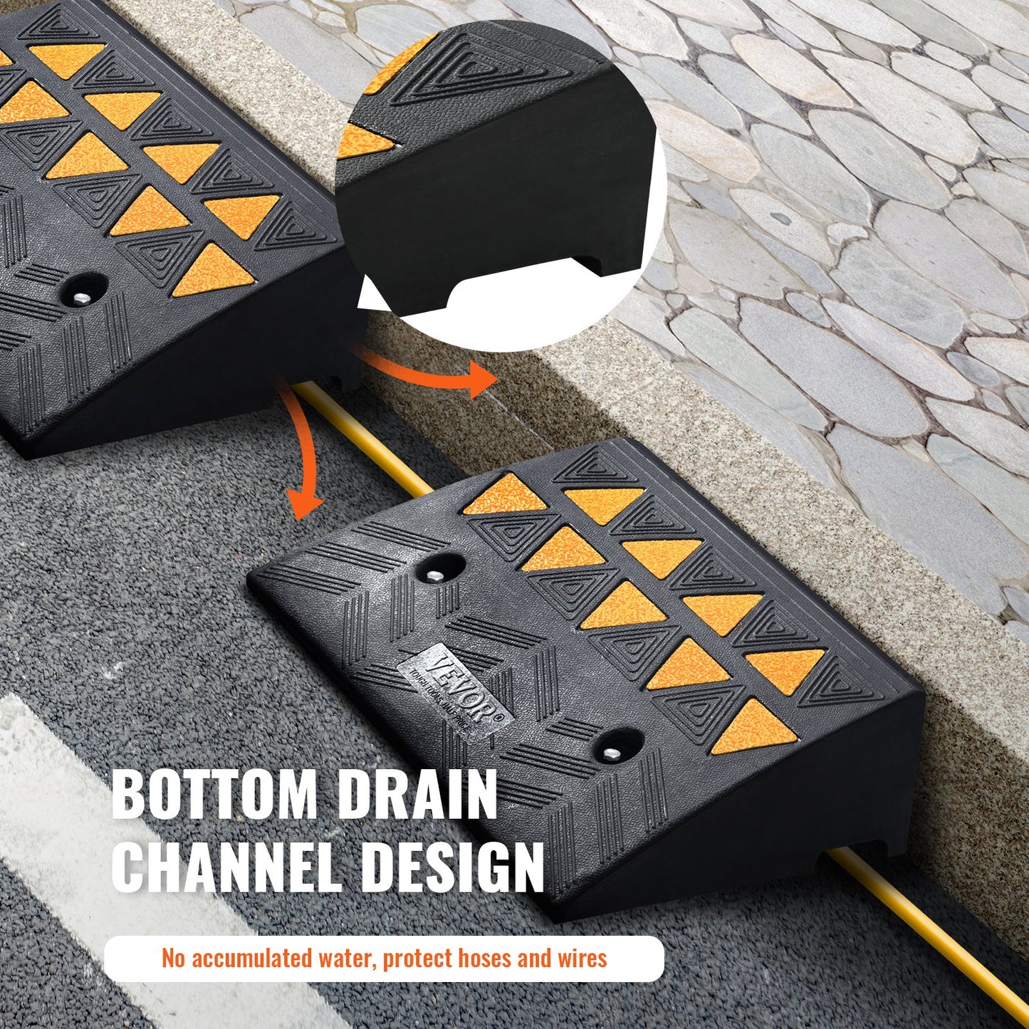 Gummirampar, 2-pack, 13 cm höjd, kraftiga tröskelramper, 15 kg/33 069 lbs kapacitet, uppfartsramper med stabilt rutnät för bilar, rullstolar, cyklar, motorcyklar