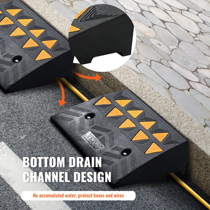 Gummirampar, 2-pack, 13 cm höjd, kraftiga tröskelramper, 15 kg/33 069 lbs kapacitet, uppfartsramper med stabilt rutnät för bilar, rullstolar, cyklar, motorcyklar