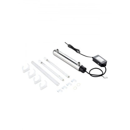 UV-vattenrenare, 12W 1GPM, 220V mångsidigt ultraviolett vattenrenarfilter med hölje i rostfritt stål, UV-vattenfilter för hela huset med kvartshylsa, lämplig för dusch/drickande/rengöring