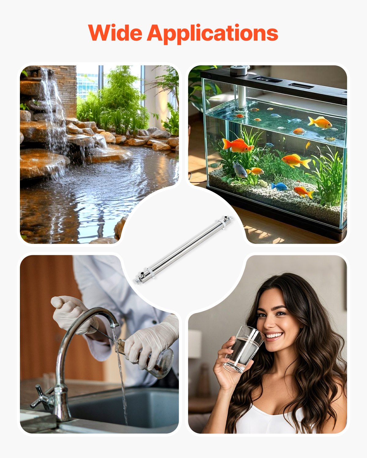 UV-vattenrenare, 55W 12GPM, 220V mångsidigt ultraviolett vattenrenarfilter med hölje i rostfritt stål, UV-vattenfilter för hela huset med kvartshylsa, lämplig för dusch/drickande/rengöring