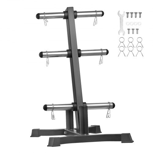 Viktplatteställ, L-rams viktplatteträd för 5 cm viktplattor, standard viktplatteträd, viktförvaringshållare med 450 kg lastkapacitet, skivstångsställ för hemmagym, svart