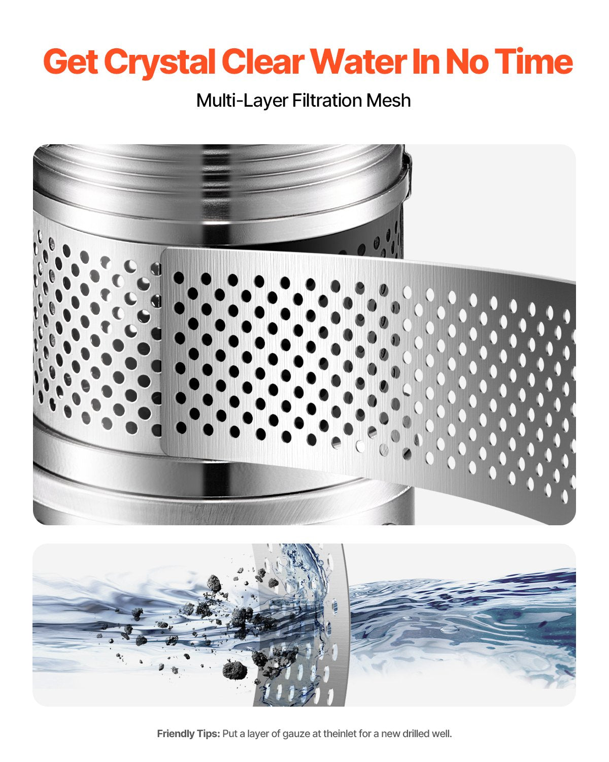 Dränkbar djupbrunnspump, 550 W uteffekt, 230 V, 65 l/min flöde, 64 m (210 fot) tryckhöjd, med 20 m (65,62 fot) sladd, extern kontrollbox, vattenpump i rostfritt stål, för industriell bevattning och hemmabruk, IP68