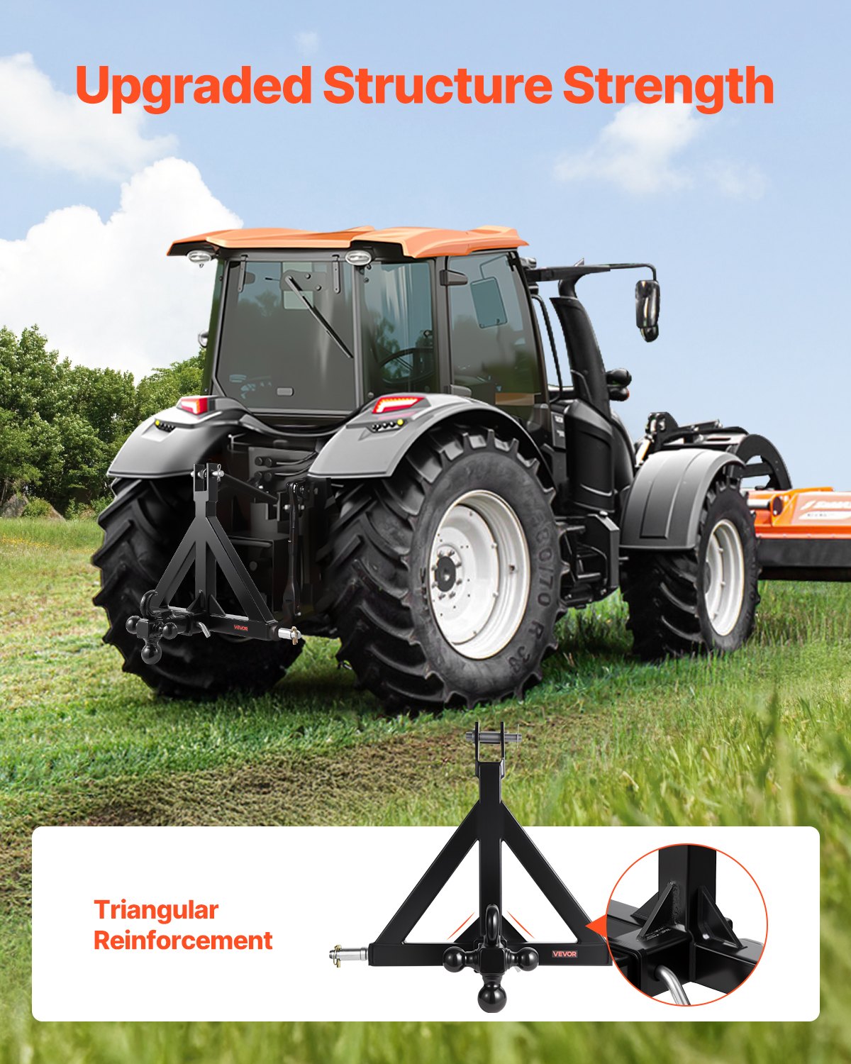 3-punkts dragkrok, 2-tums fäste, 3-punkts snabbkoppling med 3 kulor, dragstångsadapter för traktor, kompatibel med Kubota, Mahindra, Ford, Yanmar, John Deere, Massey Ferguson