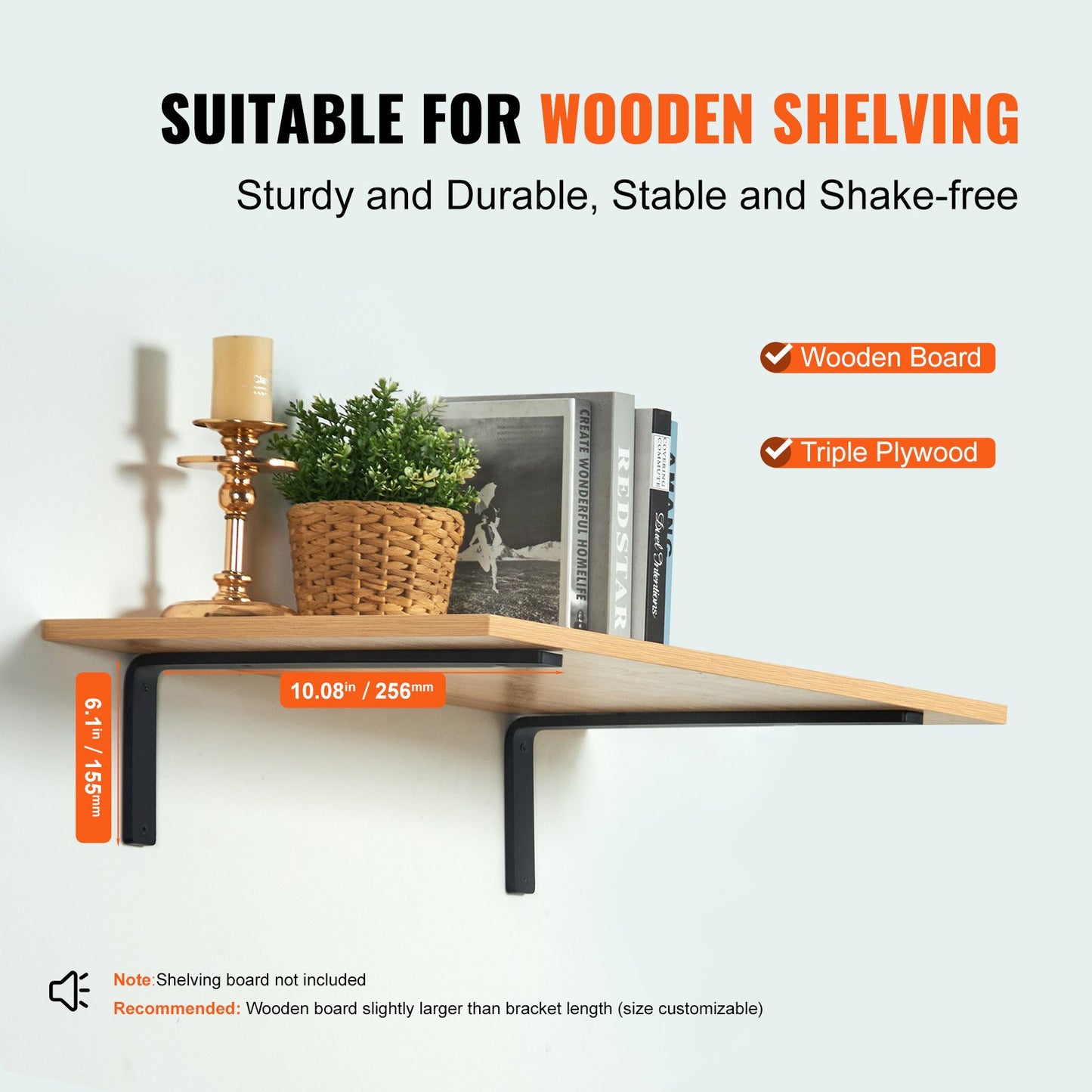 Hyllkonsol, kraftiga flytande hyllkonsoler 10 x 6 tum, 4 st konsoler för hyllor, 5 mm tjock mattsvart L-hyllkonsol, stålhyllkonsoler med 160 lbs lastkapacitet