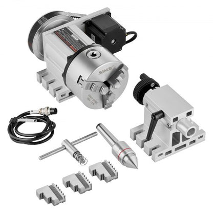 Delningshuvud, K11-100 mm 3-käftschuck, CNC-fräsmaskin Rotationsaxel 4:e axel A-axel indexeringshuvud, 66 mm (2,6 tum)/65 mm centrumhöjd MK2-dubbdocka 6:1 utväxling, universal för gravyr