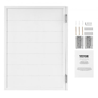 Svängbara cafédörrar, enkla inomhusdörrar till salong 81,3 x 106,7 cm, fyrkantig design tillverkad av furu, med gångjärn och beslag, enkel att installera, för hall, kök, bar, pub, entré, vit
