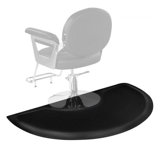 Salongsmatta för hårstylist, 1520 x 910 mm halvcirkelformad salongsstolsmatta, 13 mm förtjockad anti-trötthetsmatta för frisörer med runda utskärningar, lättrengjord PVC-yta och snubbelsäkra, avfasade kanter