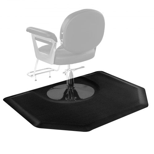Salongsmatta för hårstylist, 1225 x 1505 mm hexagonmatta för salongsstolar, anti-trötthetsmatta, 13 mm förtjockad golvmatta för barbershop med runda utskärningar, lättrengjord PVC-yta och snubbelsäkra, avfasade kanter