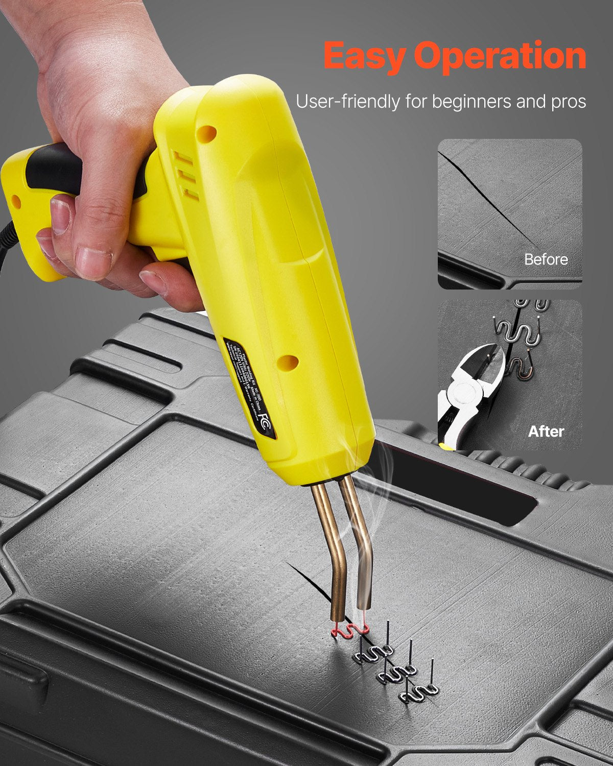 Plastsvetssats, 220W plastsvetspistol med 1200 st. häftklamrar och 76 st. svetstrådar, professionell häftklamrare med LED-ljus, bärväska för kajak, leksaker, reparation av bilstötfångare