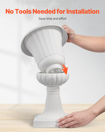 Plasturnplanter, 25 x 42 cm, 2-pack vita klassiska blomkrukor för veranda, inomhus- och utomhusvas för bröllop, fest, evenemang, hem, scen, trädgård, balkong, uteplatsdekoration