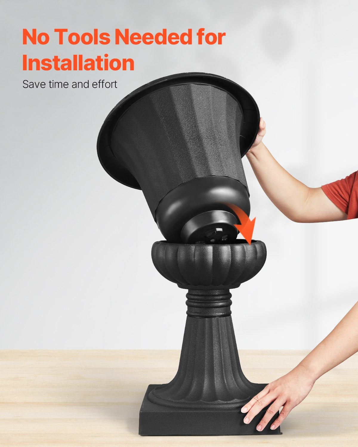 Plasturnplanter, 40 x 67 cm, 2-pack svarta klassiska blomkrukor för veranda, inomhus- och utomhusvas för bröllop, fest, evenemang, hem, scen, trädgård, balkong, uteplatsdekoration