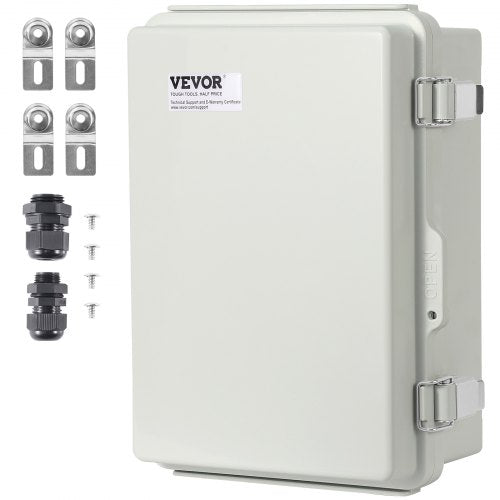 Outdoor Electrical Junction Box, 430 x 330 x 180 mm, ABS Plastic Electrical Enclosure Box with Hinged Cover Stainless Steel Latch, IP67 Dustproof Waterproof for Outdoor Electrical Projects