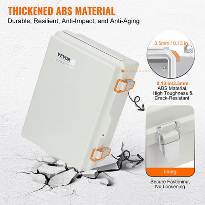 Outdoor Electrical Junction Box, 430 x 330 x 180 mm, ABS Plastic Electrical Enclosure Box with Hinged Cover Stainless Steel Latch, IP67 Dustproof Waterproof for Outdoor Electrical Projects