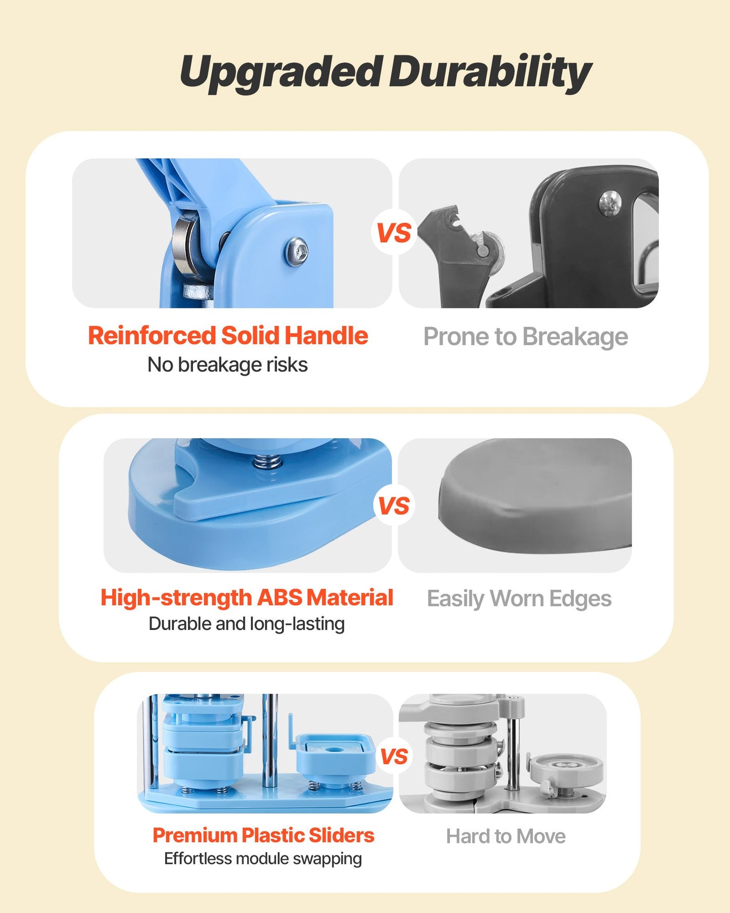 Knappmaskin, 50 x 50 mm fyrkantig, plastnålstillverkare med framskal i plåt, bakstycke i plast, magnetiska baksidor och transparenta filmer, ergonomiskt handtag, för gör-det-själv-märken, blå