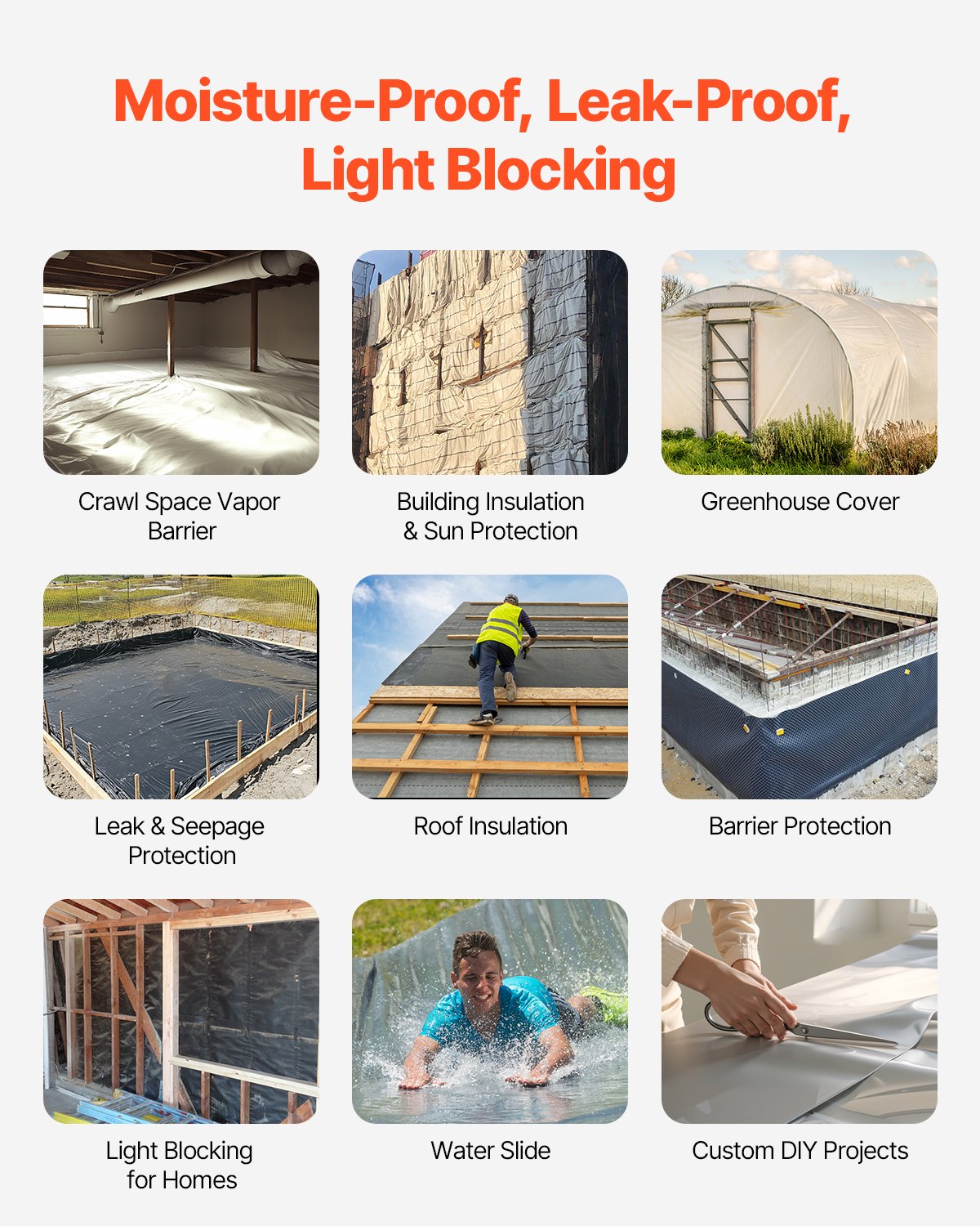 8 mil plastfolie, 6,5 x 164 fot ångspärr för krypgrund, kraftig trädgårdsfolie i rulle, mångsidig konstruktionsplast, målarpresenning för gårdsbruk, grå plastförsörjning