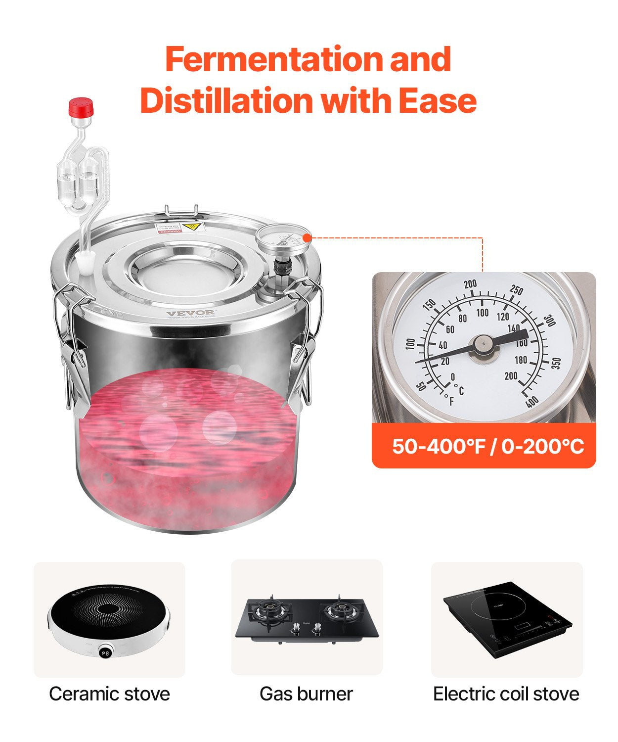 Alkoholdestillator, 3 gallon / 11,4 l vattenalkoholdestilleri i rostfritt stål med kopparspiral för snabb kylning, destillationssats med dubbel kondensor och sekundär destillation, för vin, whisky, brandy, silver