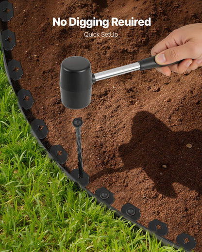 Landskapskant, 3000 x 4 cm plastträdgårdskant med 120 spikar, grävfri, flexibel gräskant i rulle, UV-resistent mini-staketkanter, gångkanter för rabatter, marksten