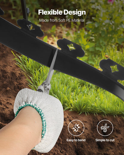 Landskapskant, 3000 x 4 cm plastträdgårdskant med 120 spikar, grävfri, flexibel gräskant i rulle, UV-resistent mini-staketkanter, gångkanter för rabatter, marksten