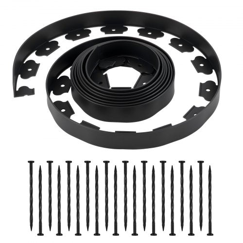 Landskapskant, 600 x 5 cm plastträdgårdskant med 120 spikar, grävfri, flexibel gräskant i rulle, UV-resistent mini-staketkanter, gångkanter för rabatter, marksten