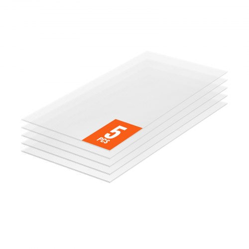 5-pack polykarbonat växthuspaneler, 2' x 4' x 0,32'' takpaneler, vattentät UV-skyddad korrugerad plasttakläggning, slagtålig genomskinlig takplåt för växthus/trädgård