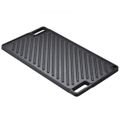 Vändbar grill/stekpanna, 23 x 41 cm förkryddat gjutjärnsstekpanna, rektangulär dubbelbrännare, non-stick familjepannor med handtag, platt toppplatta för grill, gasgrill, svart