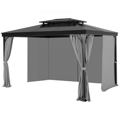 Paviljonggardiner för utomhusbruk, 3,6 x 3,8 x 1,8 m paviljonger, 4-panelers sidoväggar för lusthus med dragkedjor, ersättning för utomhusgardin för uteplatstak, endast gardin, grå
