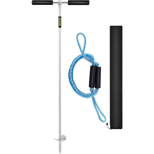 Sandankare, 36" längd borr till stranden och sandbanken, 316 rostfritt stålsskruvankare med avtagbart handtag, elastisk lina och bärväska, för vattenskoter, pontonkajak