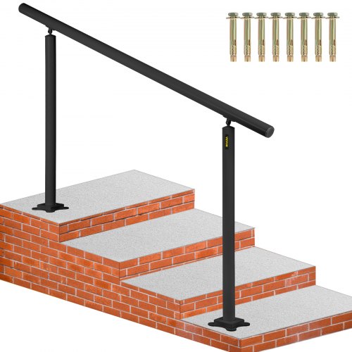 Trappräckessats, 152,4 cm ledstänger för utomhusbruk 0-5 steg, justerbar vinkel svart aluminiumtrappräcke, inomhus- och utomhustrappor för äldre