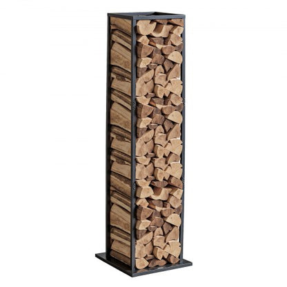 Vedställ för inomhusbruk, 33 × 32 × 112 cm vedhållare, rymmer upp till 45 kg, högt vedställ, vedhållare i pulverlackerat stål, kraftig vedhylla för eldstad