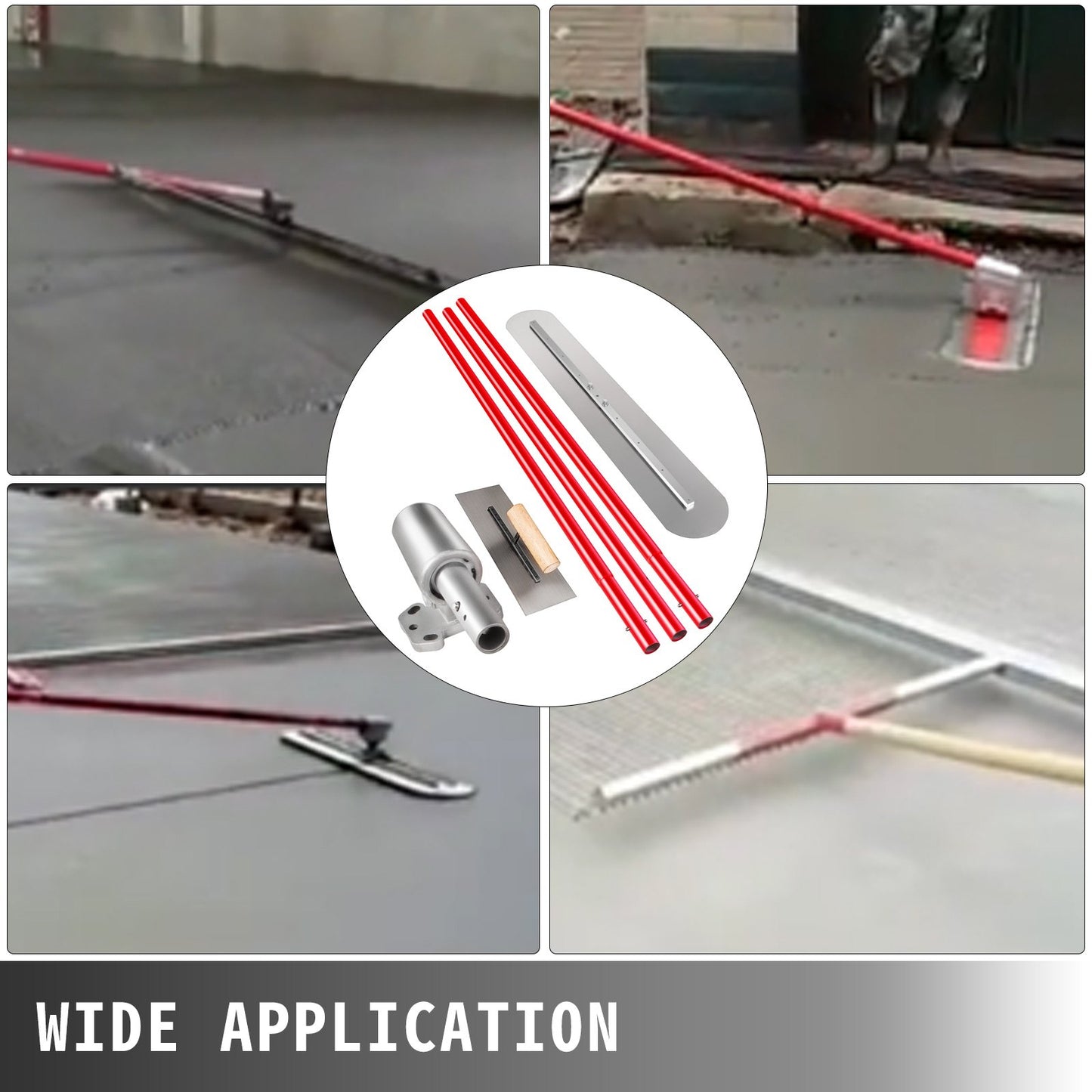 Bull Float Betongflott 1200x200mm Betongverktygsflott Justerbart handtag och fäste, betongflott med handtag Längd: 3 x 1,8m