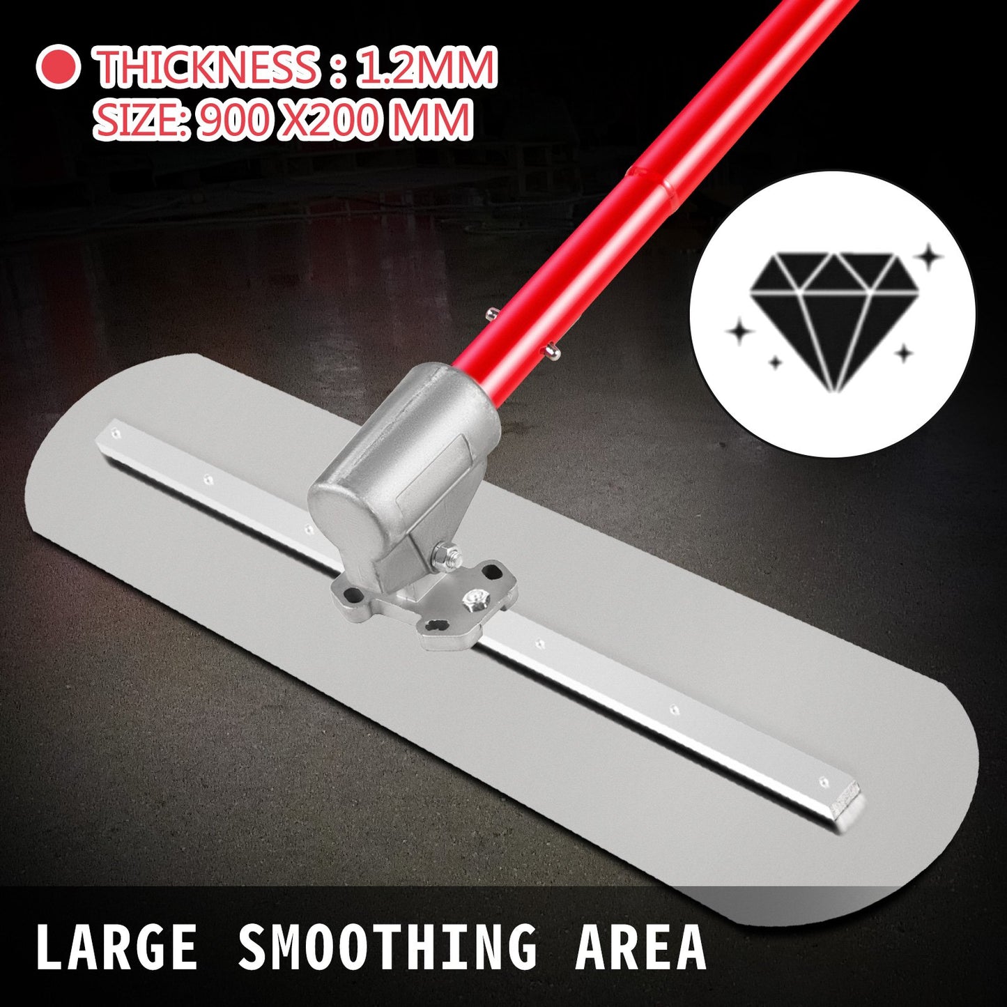 Bull Float Manganstål Betongflott 900x200mm, Betongflottverktyg Cementverktyg Bullbetongkit Bull Poolflott Bullflotthandtag Bullflottfäste Betongverktyg Efterbehandling Bullflott