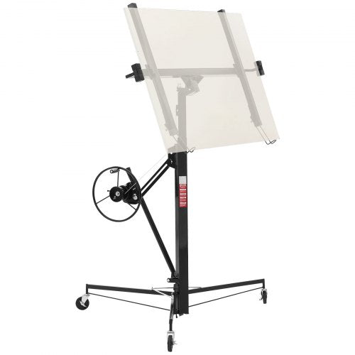 3353 mm gipslyft, kraftig 68 kg gipskivotlyft med justerbar teleskoparm, låsbara hjul, gipslyft, paneldomkraft, lyftverktyg, idealisk för tak- och vägginstallation (svart)